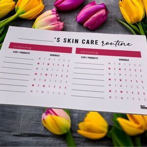NWT M.C. squares SKIN CARE ROUTINE Reusable adhesive white board